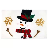 Snowman Flakes Bath Rug