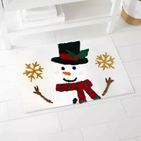Snowman Flakes Bath Rug