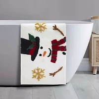 Snowman Flakes Bath Rug
