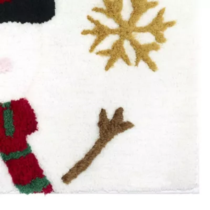 Snowman Flakes Bath Rug