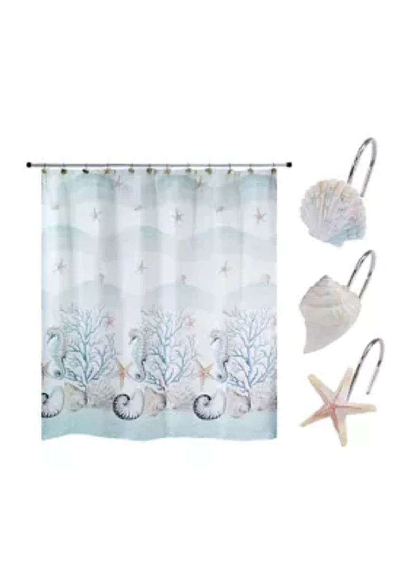 Coastal Terrazzo Shower Curtain-Hooks Set