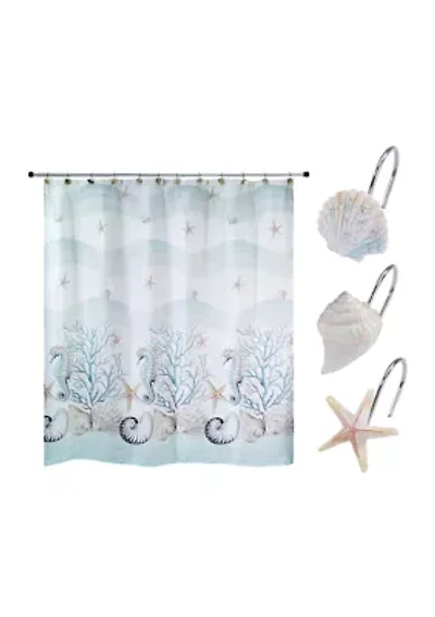 Coastal Terrazzo Shower Curtain-Hooks Set