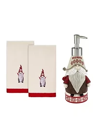 Christmas Gnomes Lotion Pump and Fingertip Towel Set 