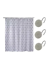 Dotted Circles Shower Curtain-Hooks Set