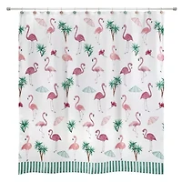 Flamingo Paradise Shower Curtain and Hooks Set