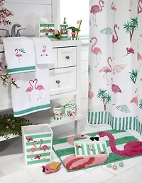 Flamingo Paradise Shower Curtain and Hooks Set