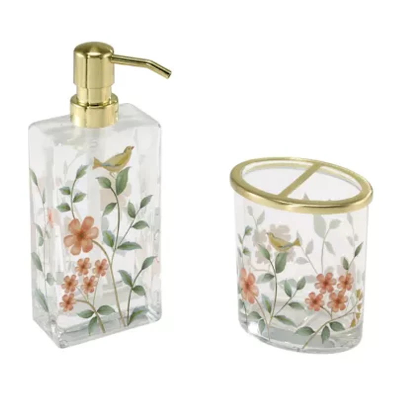 Pretty Birds 2-Piece Toothbrush Holder & Lotion Dispenser
