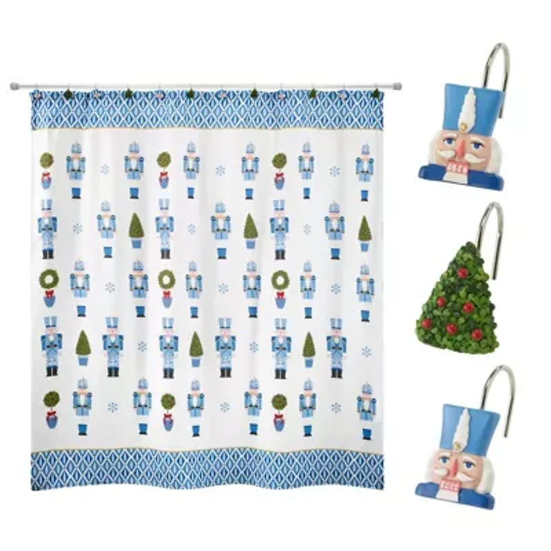 Nutcracker Trellis 13pc Shower Curtain/Shower Hooks Set