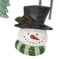 Winter Snowman Shower Curtain Shower Hooks Set