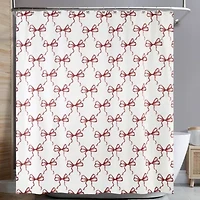 Christmas Bows Shower Curtain Shower Hooks Set