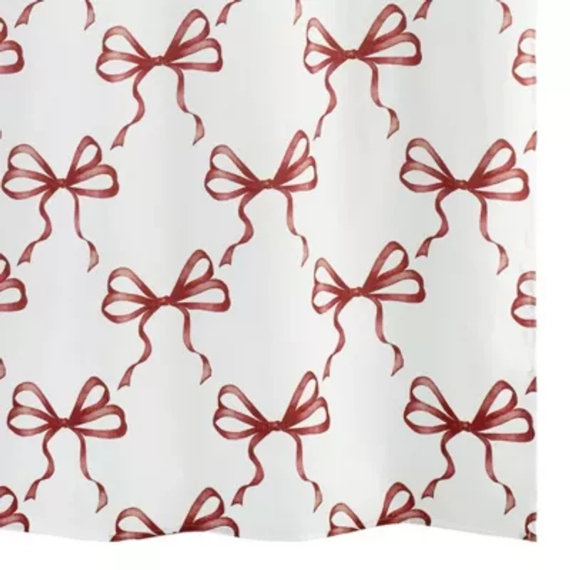 Christmas Bows Shower Curtain Shower Hooks Set