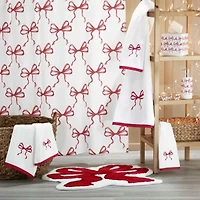 Christmas Bows Shower Curtain Shower Hooks Set