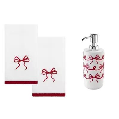 Christmas Bows 3-pc. Lotion Pump Fingertip Towel Set
