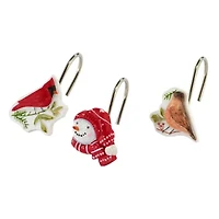 Holiday Cheer Shower Curtain Shower Hooks Set