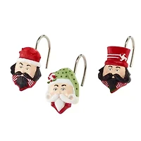 Peppermint Nutcracker Shower Curtain Shower Hooks Set