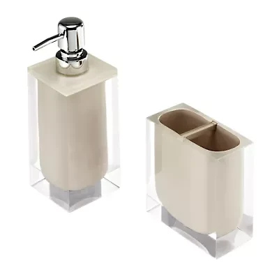 Marina Linen 2-Piece Toothbrush Holder & Lotion Dispenser