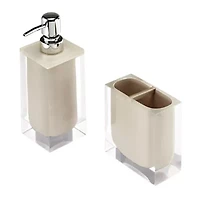 Marina Linen 2-Piece Toothbrush Holder & Lotion Dispenser