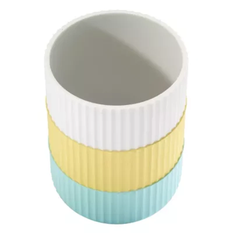 Clubhouse Stripe Aqua Wastebasket