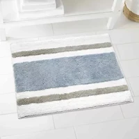 Clubhouse Stripe Blue Bath Rug