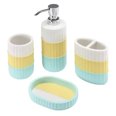 Clubhouse Stripe Aqua 4pc. Bath Accessory Set