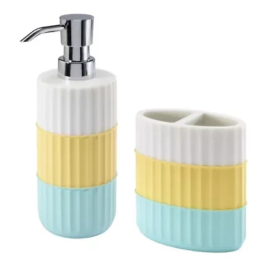 Clubhouse Stripe Aqua 2pc. Bath Accessory Set