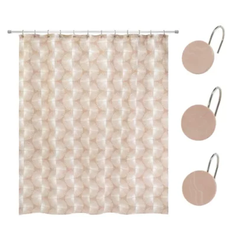 Kendall Clay Shower Curtin and Hooks Set