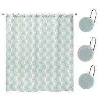 Kendall Oasis Shower Curtin and Hooks Set