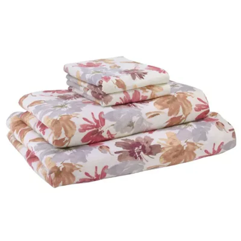 Avanti Wildflowers 4-piece King Flannel Sheet Set