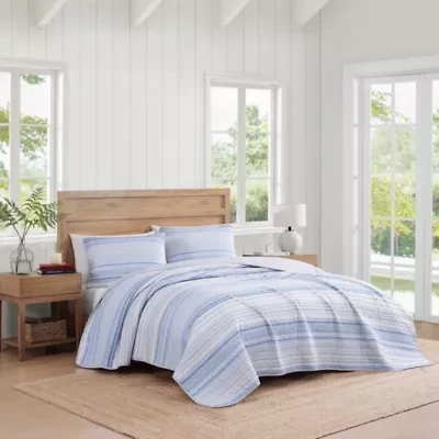 Bold Stripe Textured Cotton Quilt Set