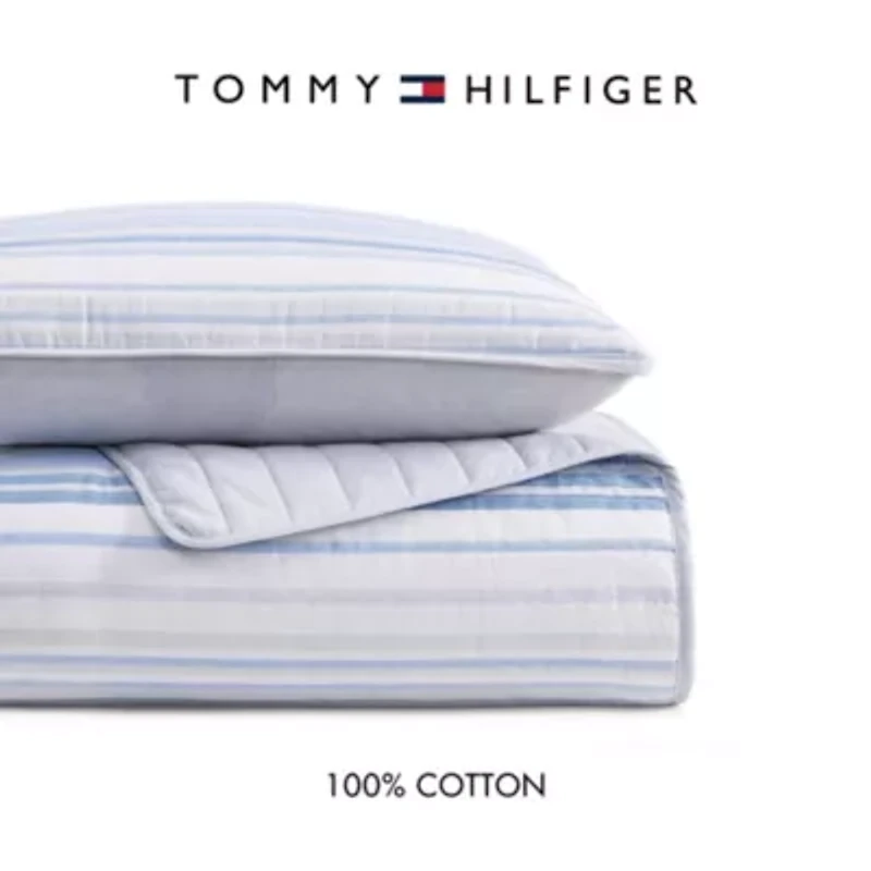 Bold Stripe Textured Cotton Quilt Set