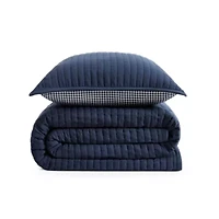 Solid Reversible Microfiber Quilt Set