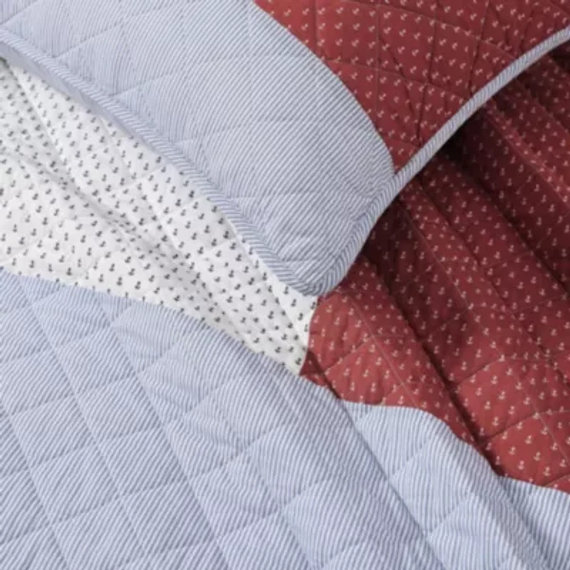 Nautical Anchor Flag Cotton Quilt Set