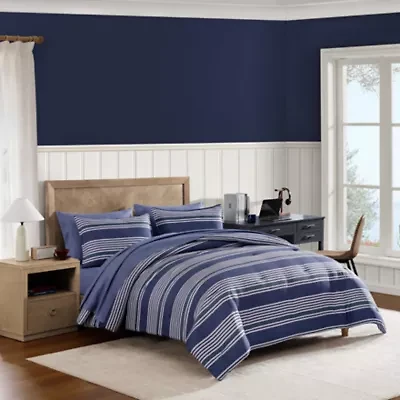 Lido Stripe Textured Microfiber Comforter Set