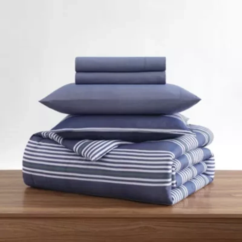 Lido Stripe Textured Microfiber Comforter Set