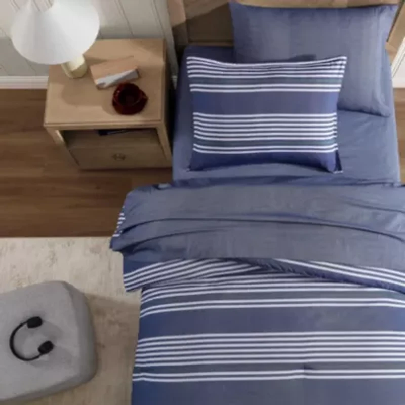 Lido Stripe Textured Microfiber Comforter Set