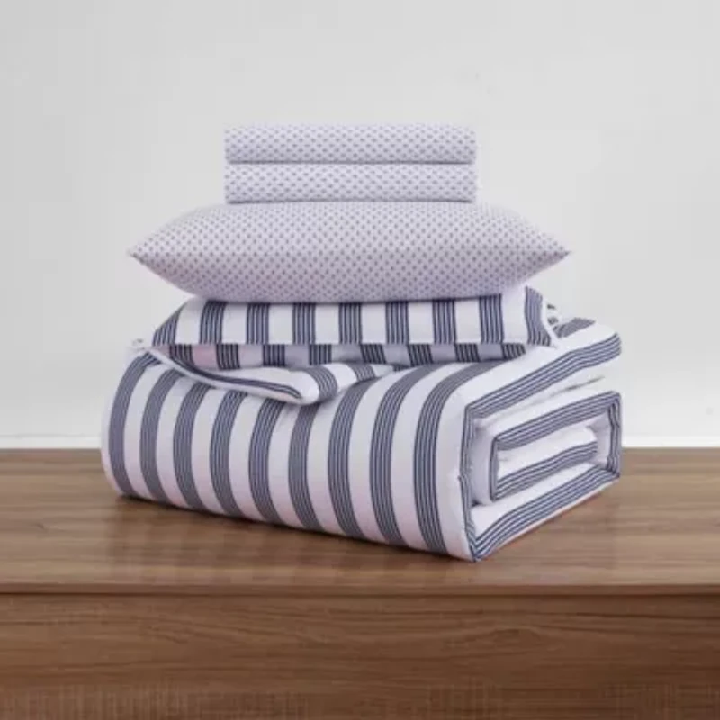 Campus Stripe Anchor Microfiber Comforter Set