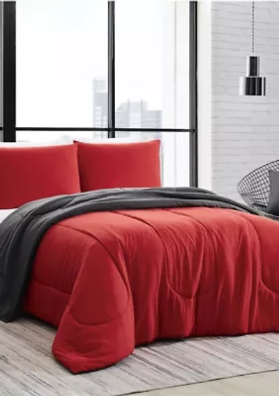 Solid Brushed Reversible Comforter Set