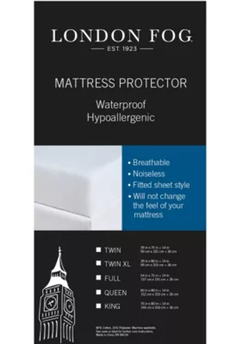London Fog Premium Waterproof Hypoallergenic Twin XL Mattress Protector