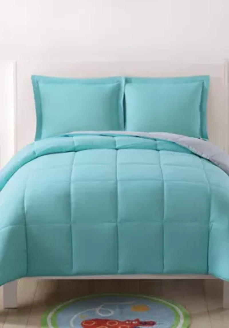 My World Solid Blush and Lavender Reversible 3 Piece Twin XL Comforter Set