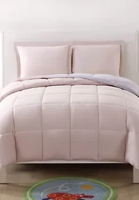 My World Solid Blush and Lavender Reversible 3 Piece Twin XL Comforter Set