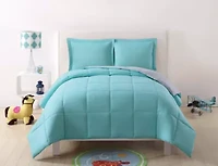 My World Solid Blush and Lavender Reversible 3 Piece Twin XL Comforter Set