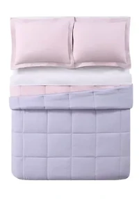 My World Solid Blush and Lavender Reversible 3 Piece Twin XL Comforter Set