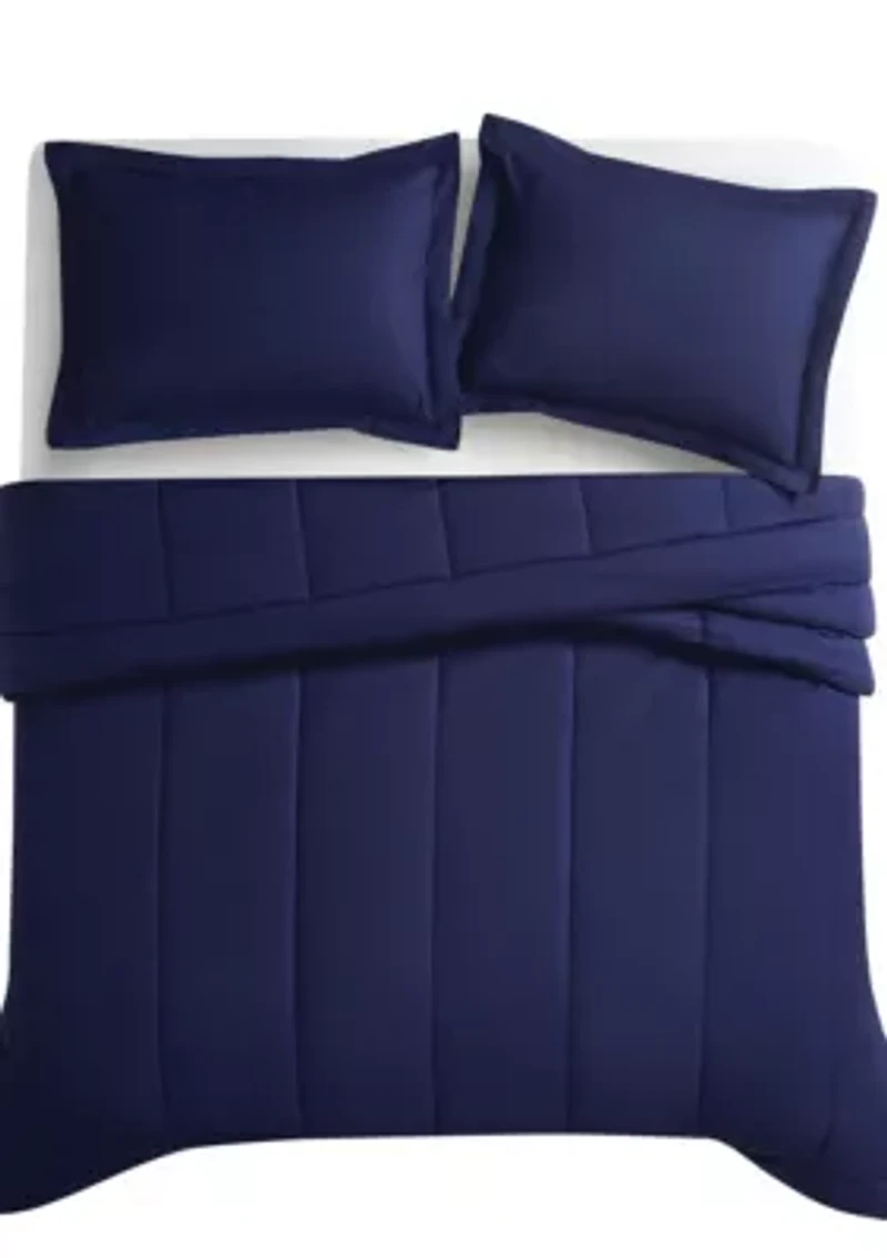 Brooklyn Loom Solid Cotton Percale Navy Twin/Twin XL 2 Piece Comforter Set
