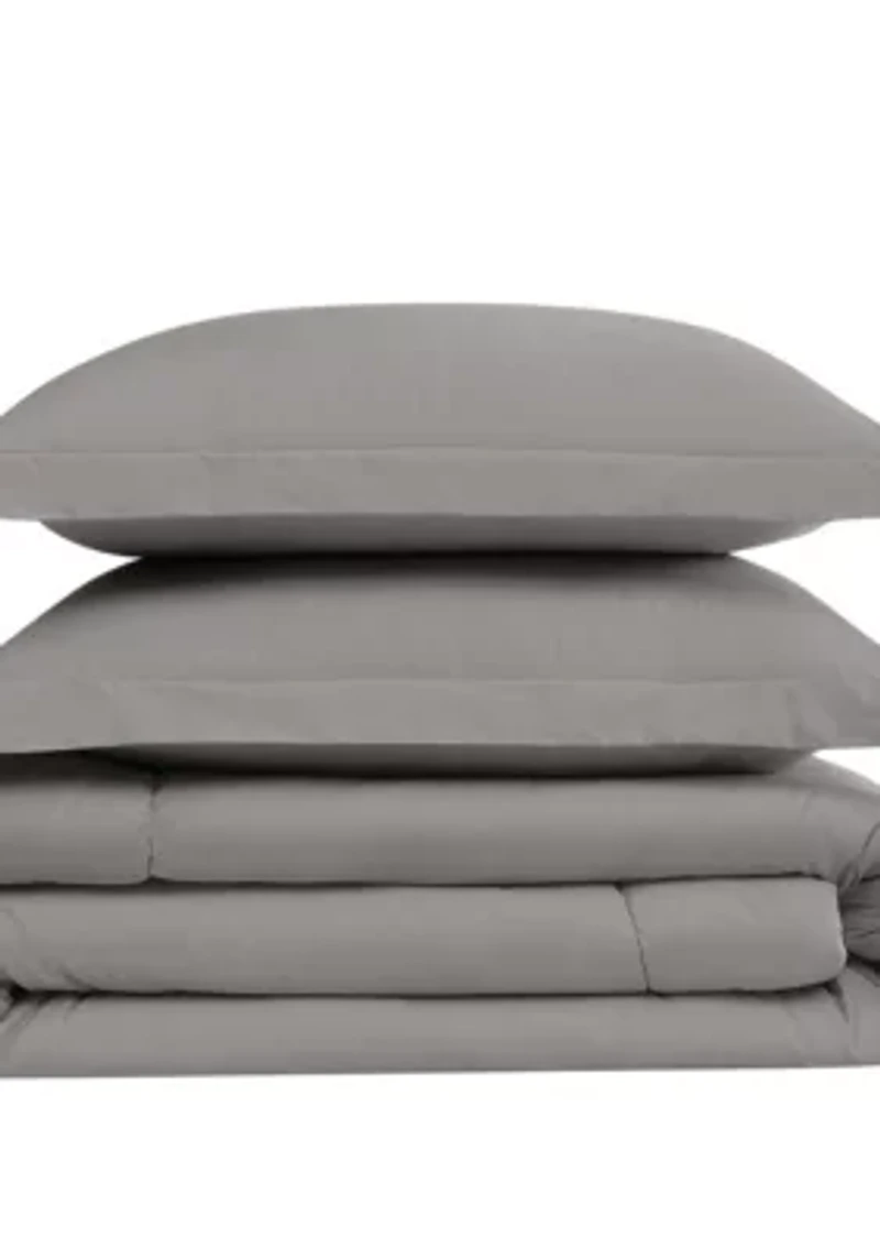 Brooklyn Loom Solid Cotton Percale Navy Twin/Twin XL 2 Piece Comforter Set