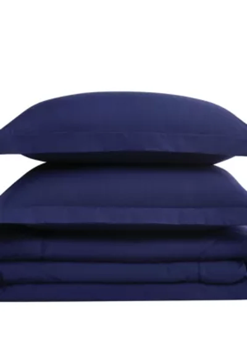 Brooklyn Loom Solid Cotton Percale Navy Twin/Twin XL 2 Piece Comforter Set