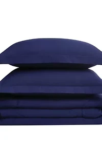 Brooklyn Loom Solid Cotton Percale Navy Twin/Twin XL 2 Piece Comforter Set
