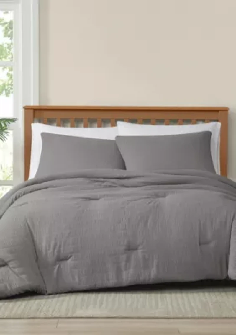 Truly Soft Crinkle Garment Wash White Twin/Twin XL 2 Piece Comforter Set