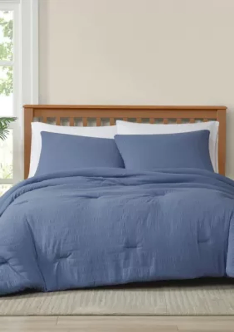 Truly Soft Crinkle Garment Wash White Twin/Twin XL 2 Piece Comforter Set