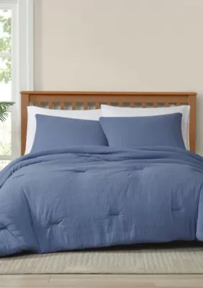 Truly Soft Crinkle Garment Wash White Twin/Twin XL 2 Piece Comforter Set