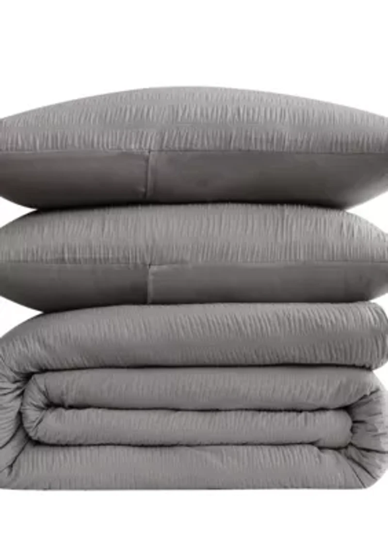 Truly Soft Crinkle Garment Wash White Twin/Twin XL 2 Piece Comforter Set